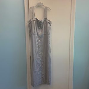 Everlane women’s size 6 white navy striped apron cotton weave tank dress